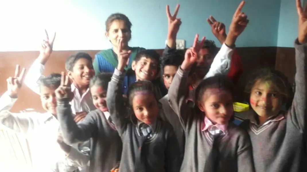 Happy students at Saraswati Public School